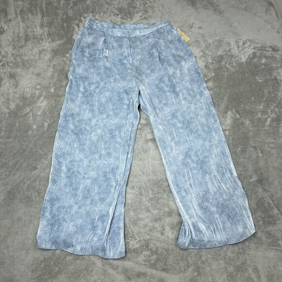 Michael Kors XL Blue Textured Wide-Leg Pants Womens Lightweight NWT 6156 - Picture 1 of 8